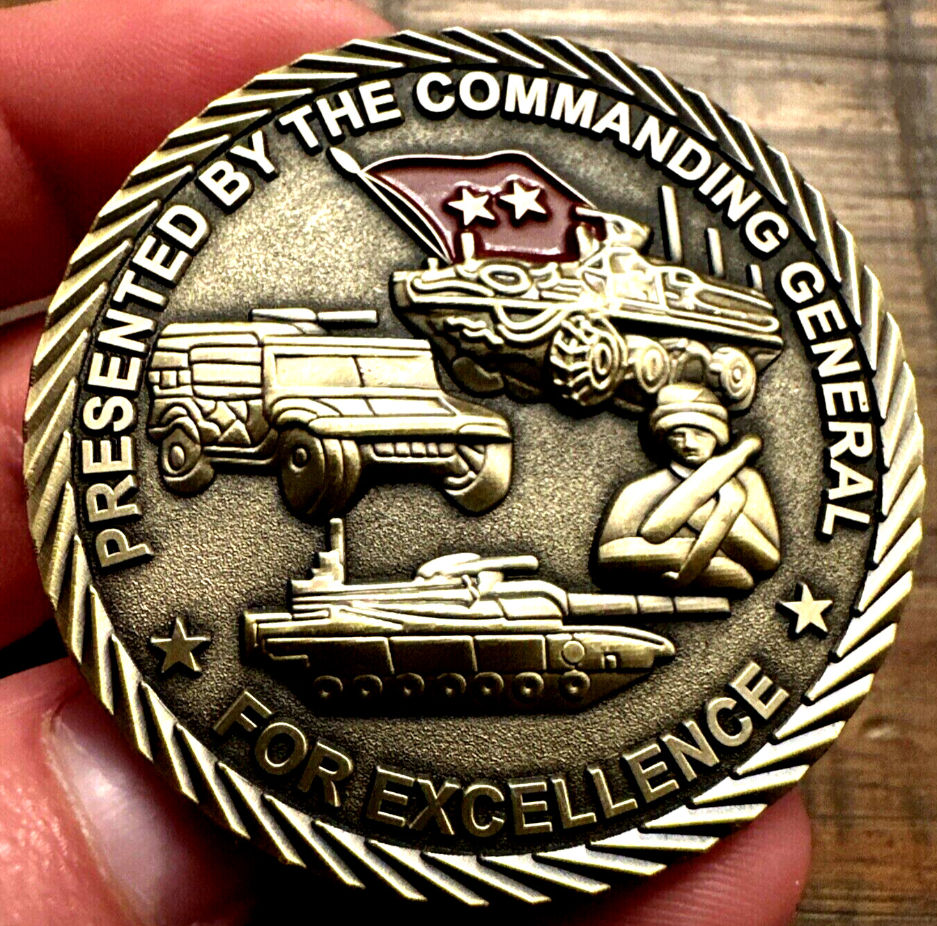 Amazing RARE TANK-Automotive & Armaments Command Challenge Coin 2 Star General