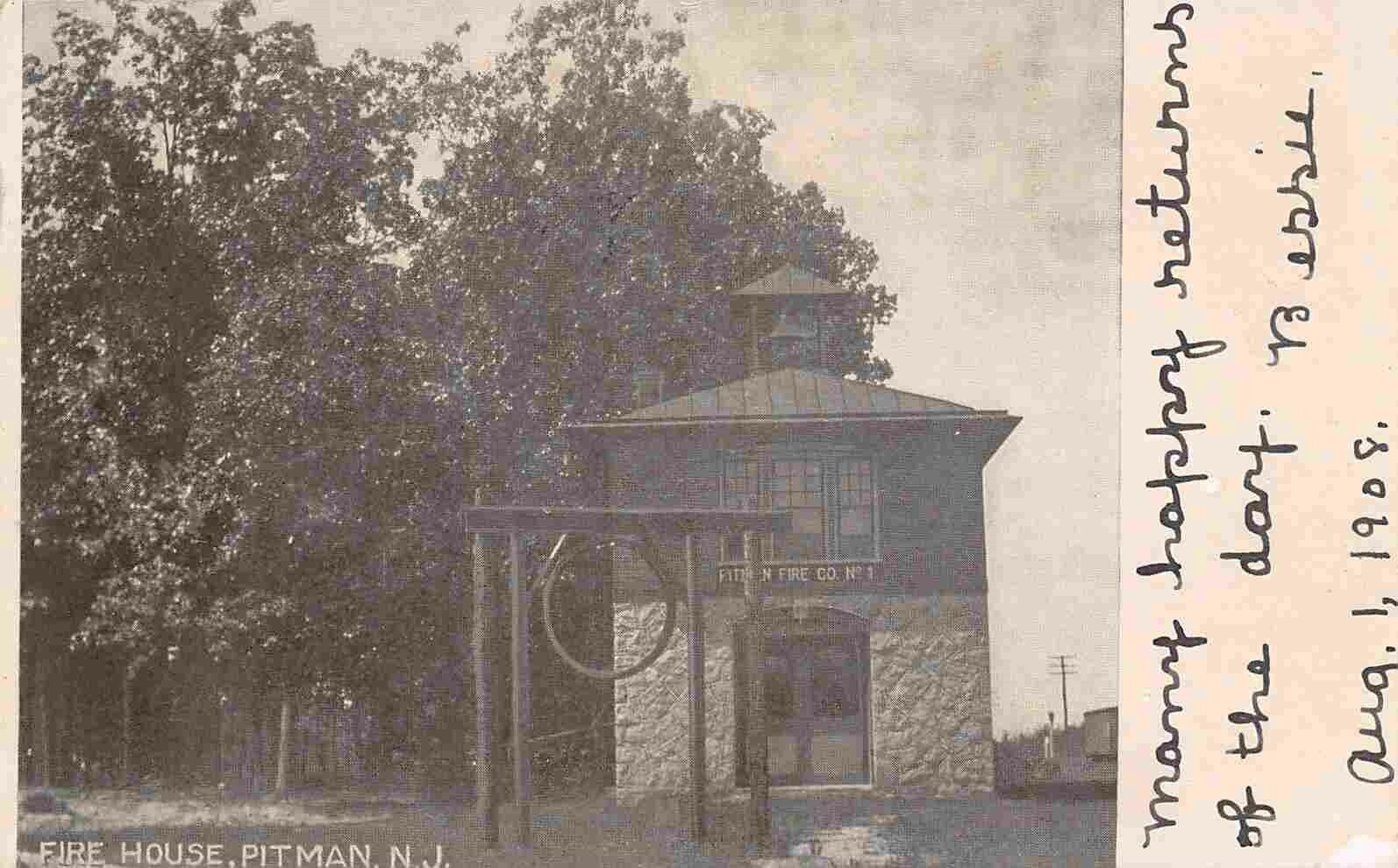 Fire House Pitman New Jersey 1908 postcard