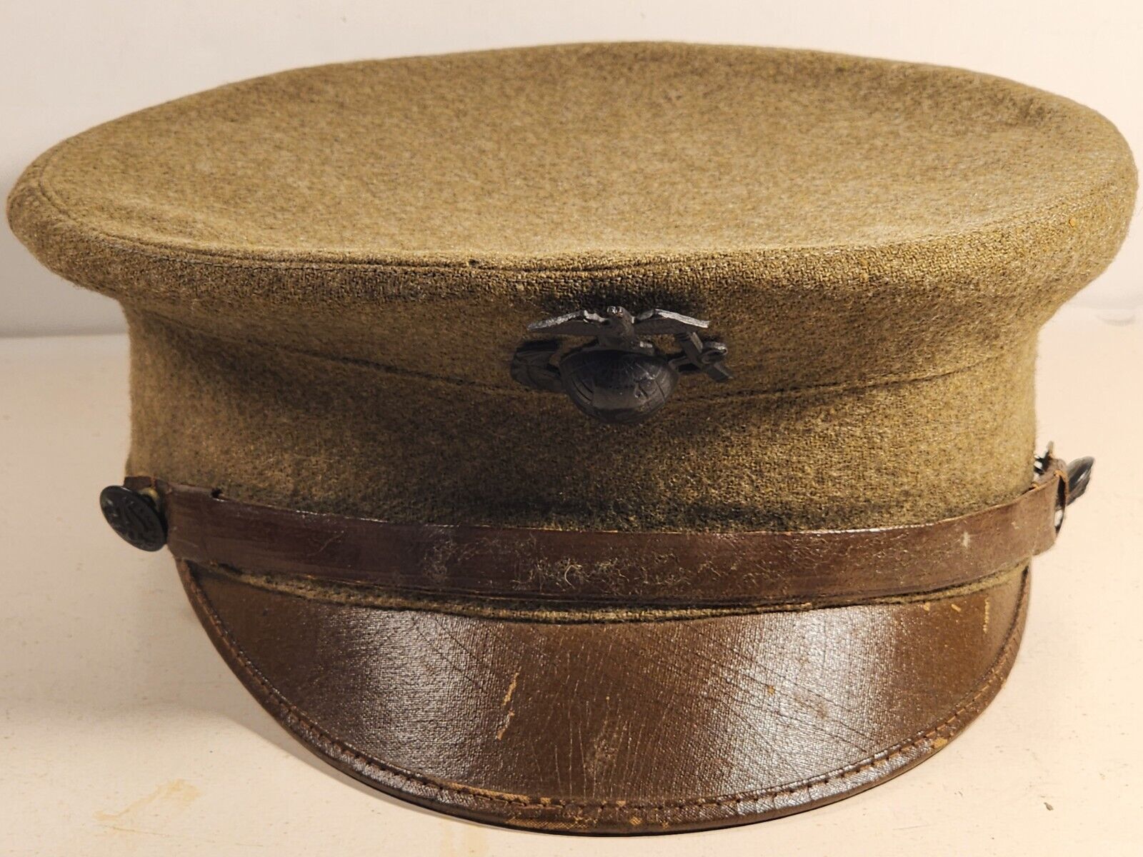 PRE WWI USMC MARINE CORPS GREEN WOOL CAP & EARLY EGA