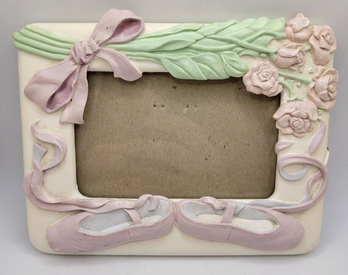 Vintage Ballerina and Flower bouquet photo frame 6 1/2 X 5 Inches