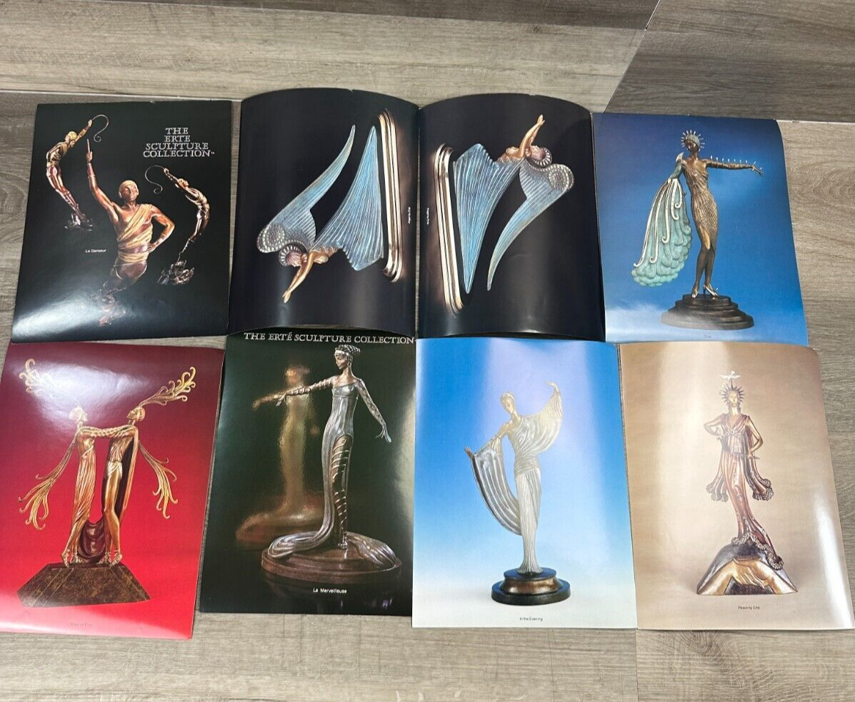Lot of 15 1985 Erte Sculpture Collection Print Ad Photo 4 Encore Postcards VTG