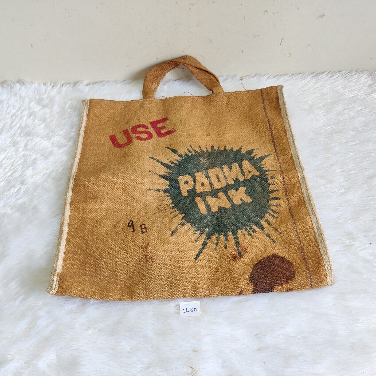 1940s Vintage Use Padma Ink Advertising Cloth Bag Old Collectible Rare CL80