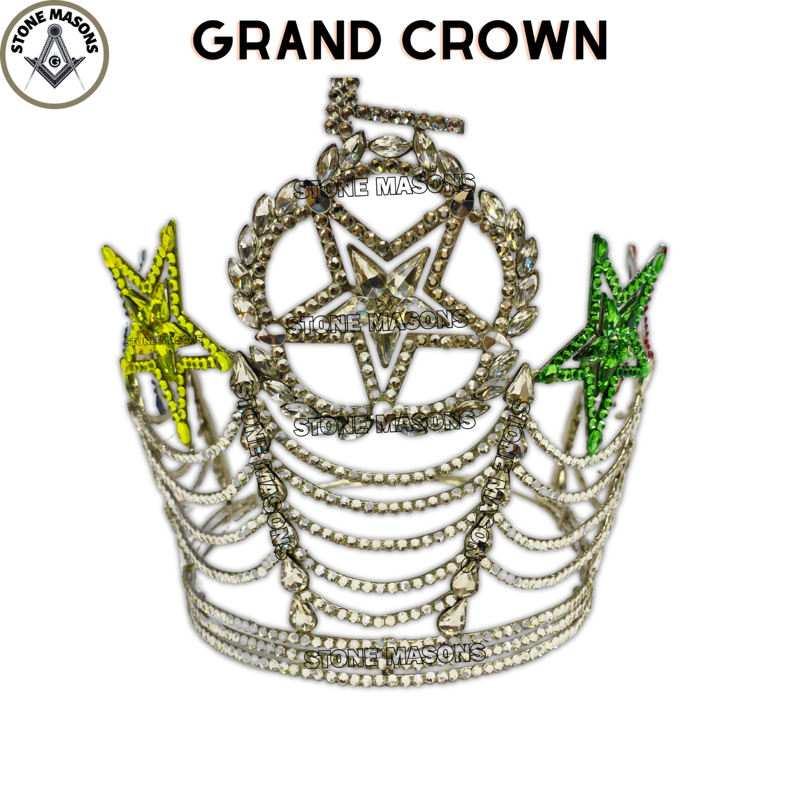OES Grand Worthy OES Big Size Crown Rare Style Silver Tone Adjustable With Case