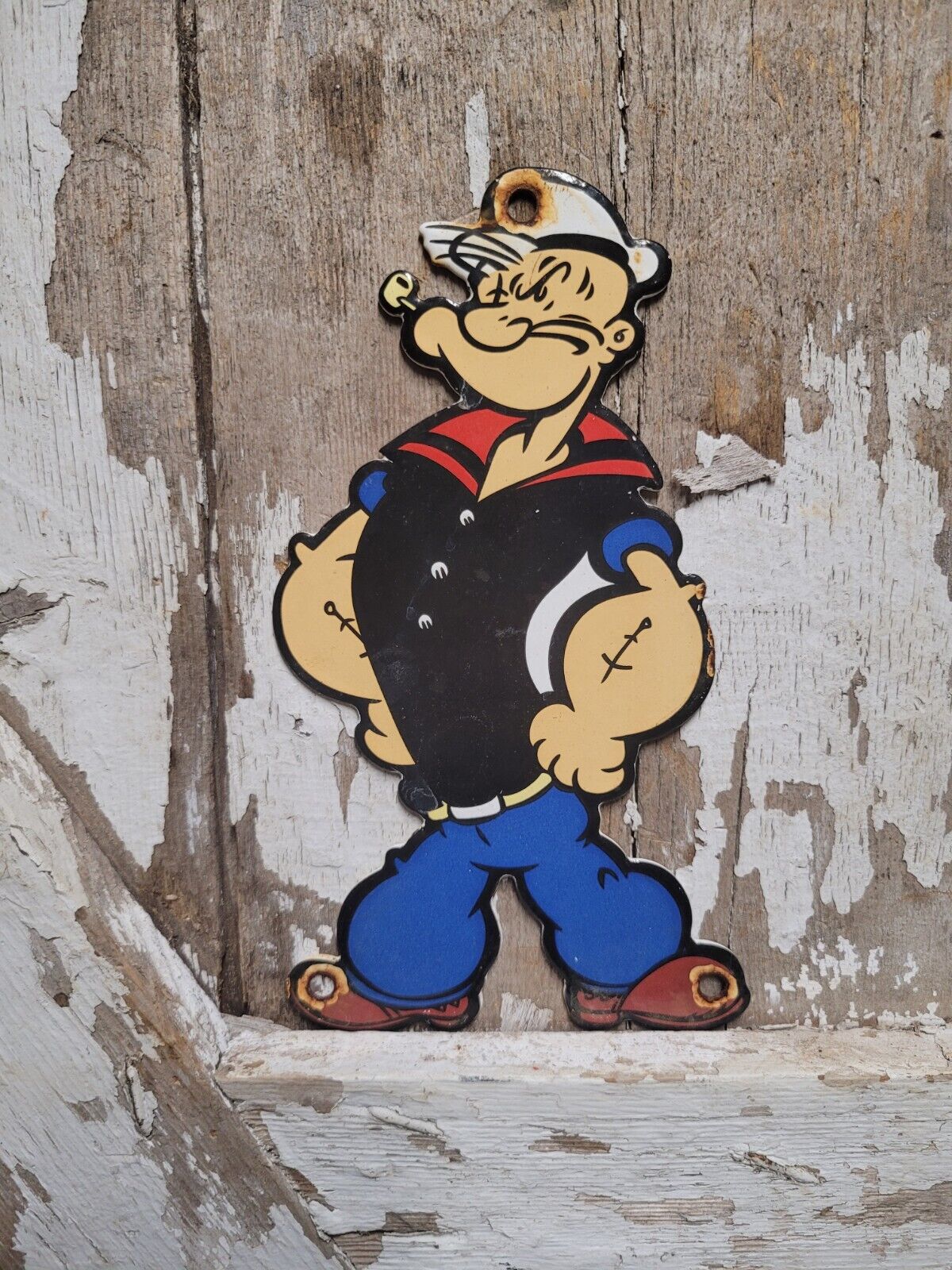 VINTAGE POPEYE THE SAILOR MAN PORCELAIN SIGN OLD CARTOON TELEVISION CHARACTER