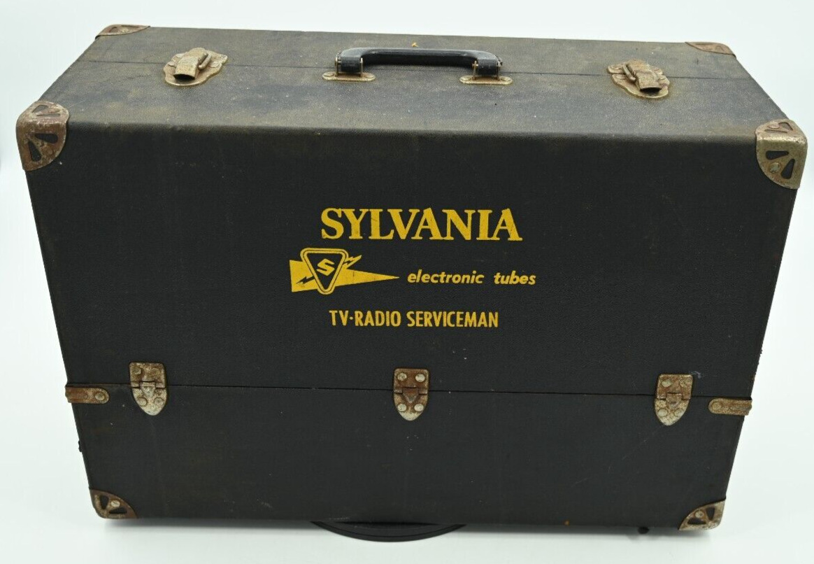 Vintage Sylvania Radio Vacuum Electonic Tube Caddy Carrying Case Full of Tubes