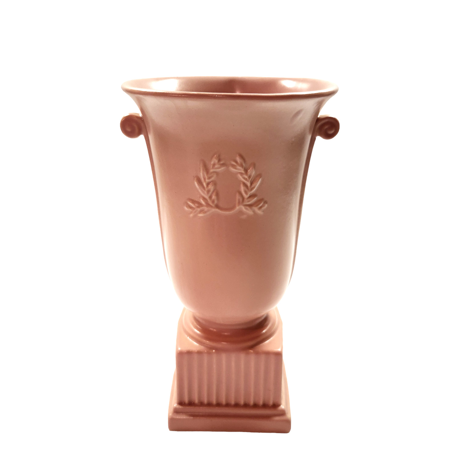 Vintage Abingdon USA Ceramic Pink Floral Greek Urn Shaped Vase Planter