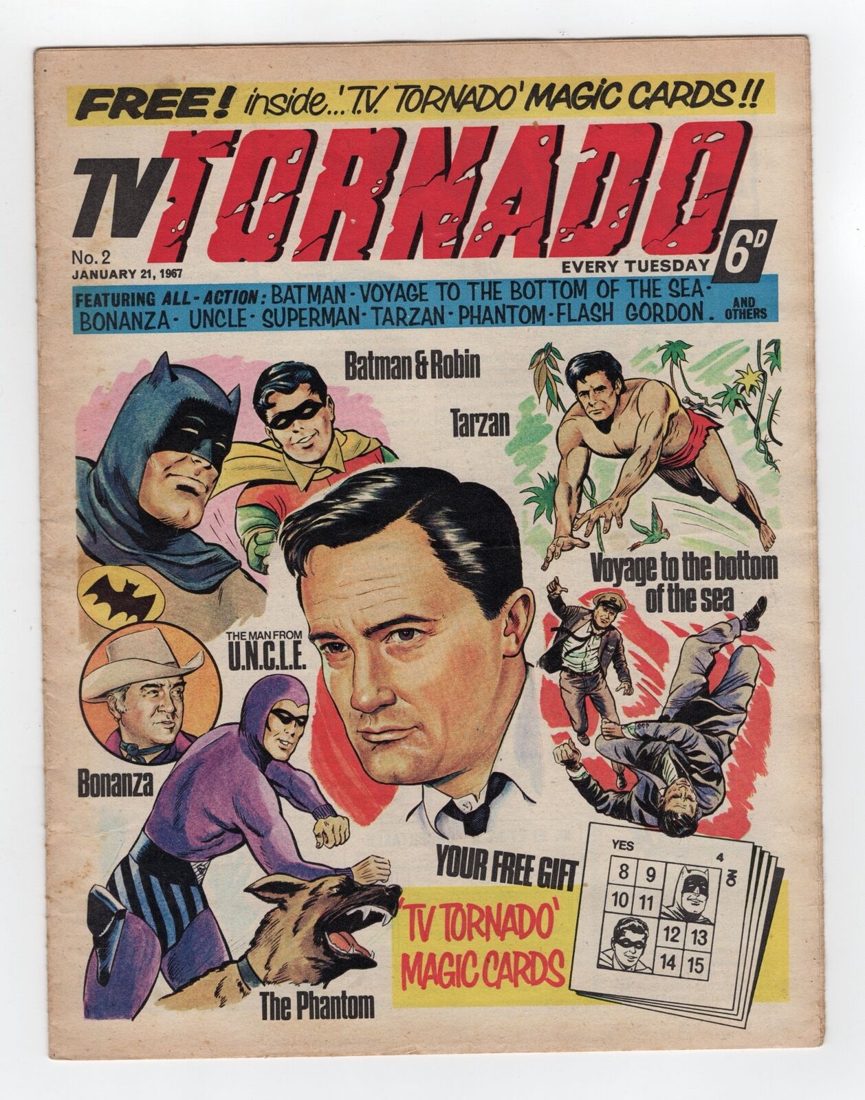 1967 TV TORNADO #2 BATMAN, SUPERMAN, FLASH GORDON, TARZAN, PHANTOM KEY RARE UK