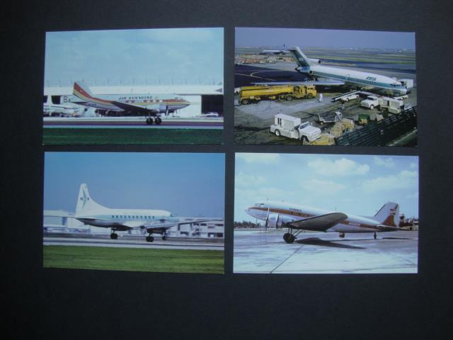 Railfans2 *154) Four Airplane Postcards, Mackey, Shawnee, BWIA, Air Sunshine