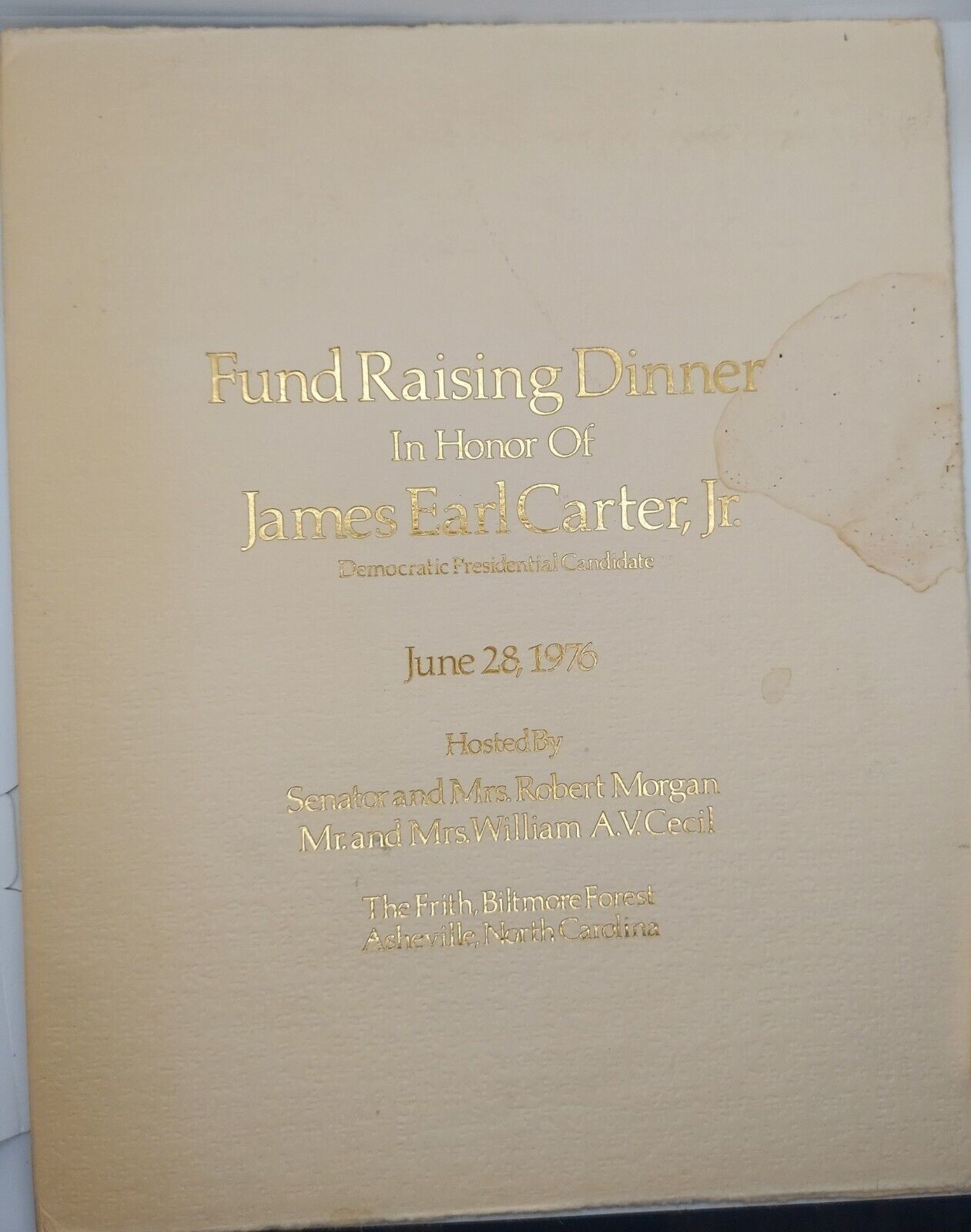 Jimmy Carter Signed 1976 Fundraising Dinner Program