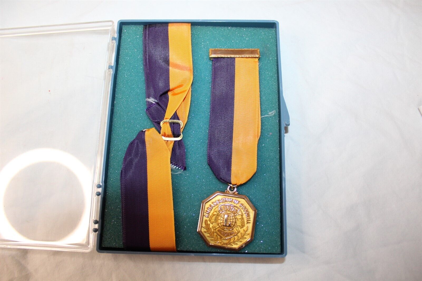 Lions International Gold-Filled Medal & Matching Hat Sash Ambassador Vintage