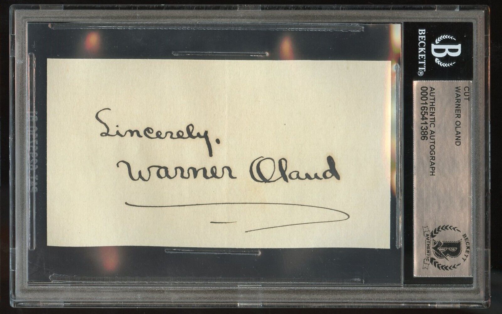 Warner Oland d1938 signed autograph 2x4 cut Swedish-American Actor BAS Slabbed