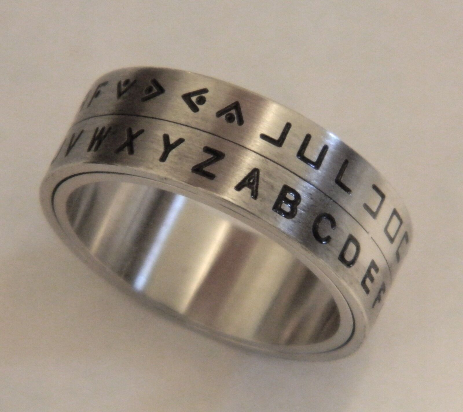 Secret Decoder Ring - Pig Pen Cipher    Spinner Ring Silver