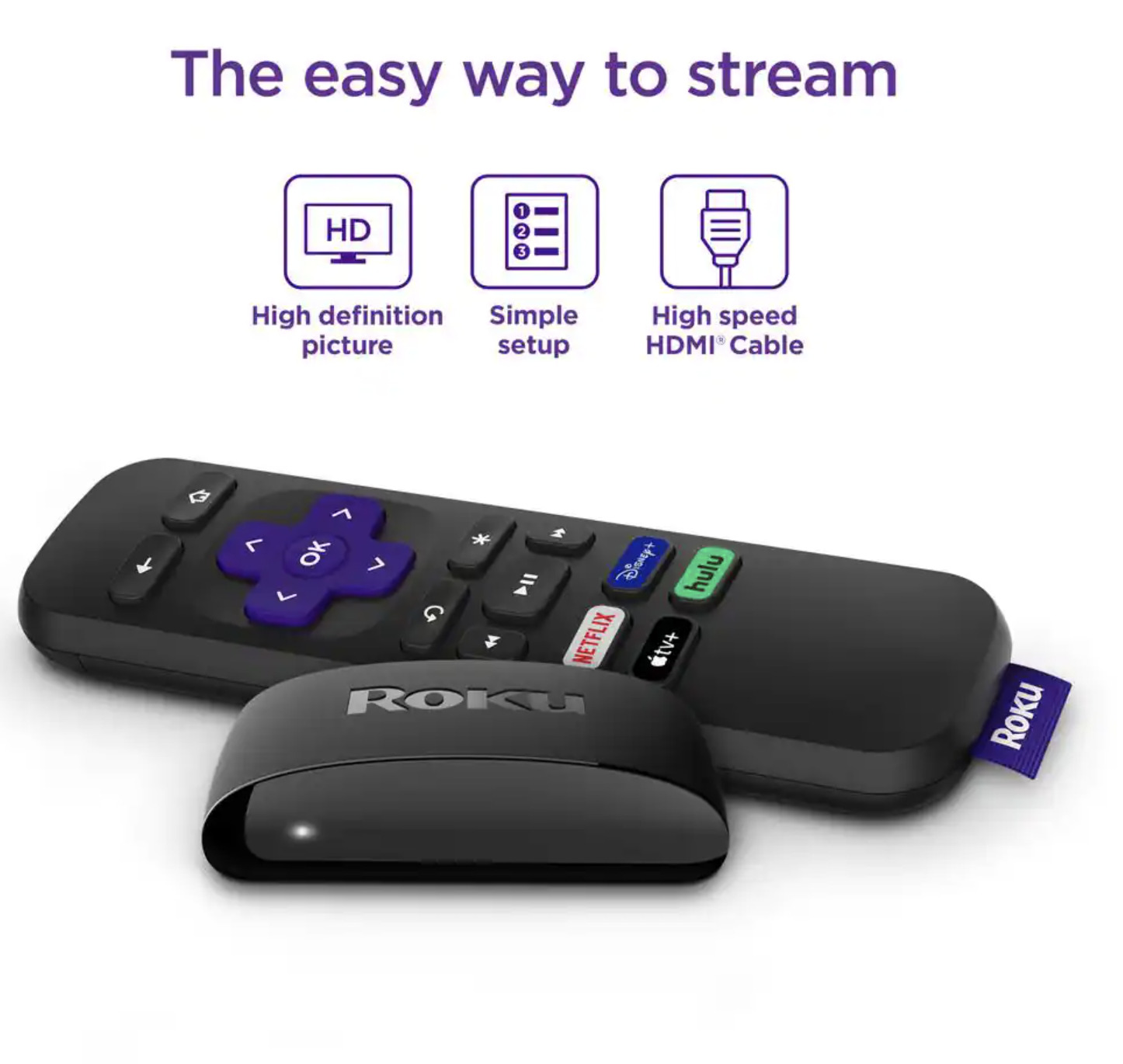 Roku - Express HD Streaming Media Player with High Speed HDMI Cable 