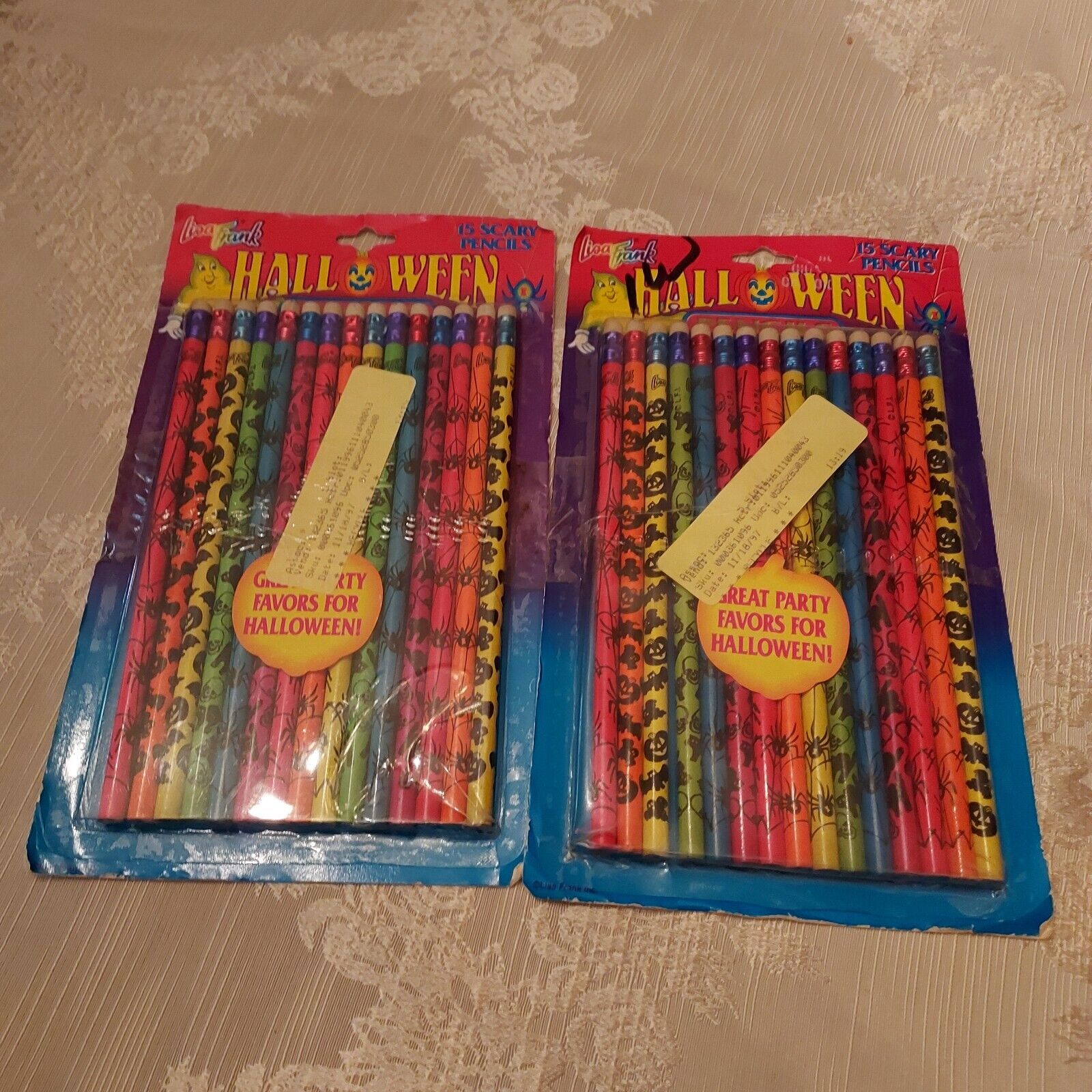 Vintage 1990's Lisa Frank Scary Pencils - Halloween Pencils - Two Packs Of 15