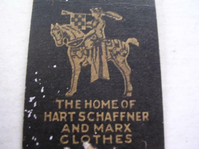 30\'s Plymouth Clothing Co Hart Schaffner & Marx St Joseph MO DIA QUAL Matchcover
