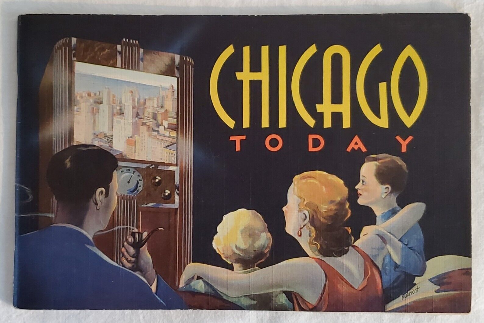 Vtg 1947 Color CHICAGO TODAY  Travel Booklet Book Photos Art Deco Architecture