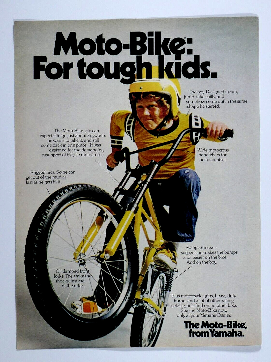 1974 Yamaha MOTO BMX Bike Vintage For Tough Kids Original Print Ad 8.5 x 11''