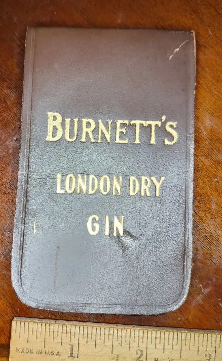 Vintage Rare 1935 Burnett's London Dry Gin Leather Pocket Notebook Liquor 