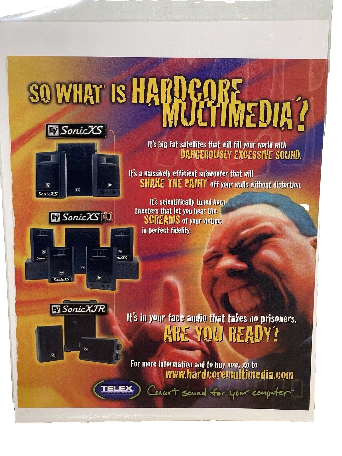 Sonic XS 4.1 XJR Magazine Print Ad TELEX Computer Audio Products Concert Sound