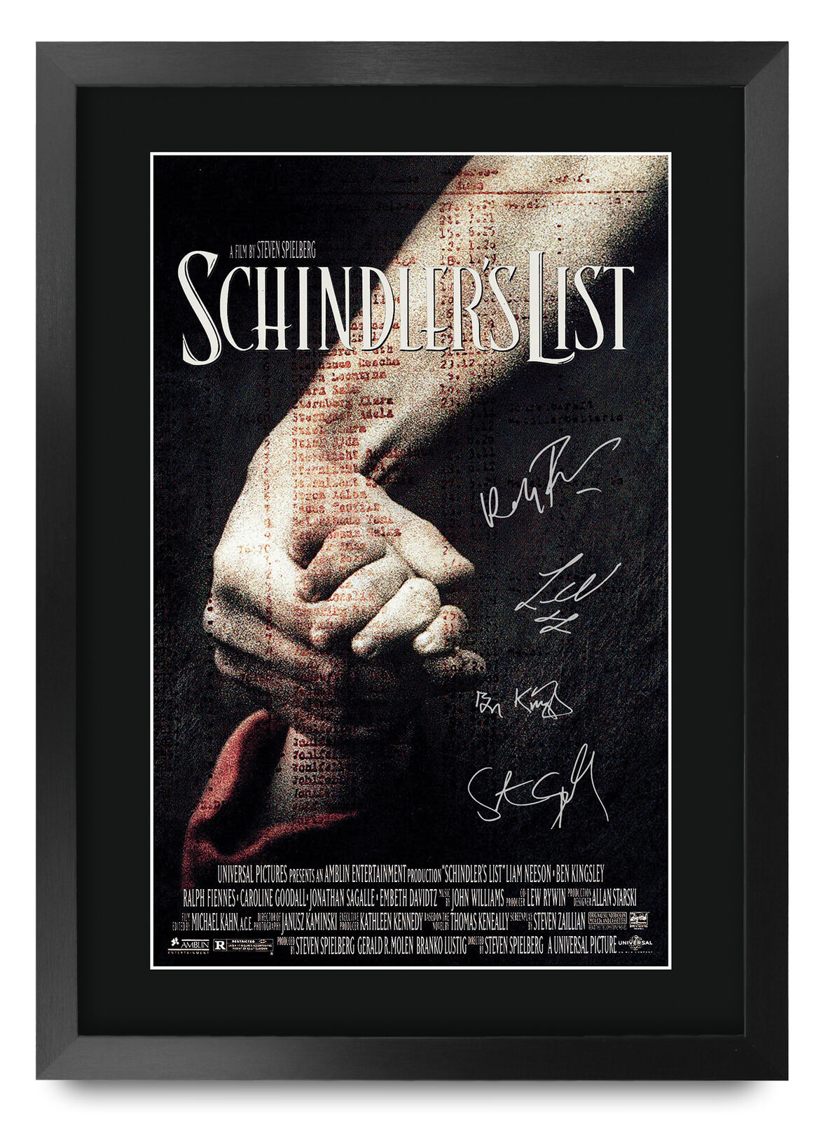 Schindler\'s List Printed A3 Framed Signed Movie Poster for Liam Neeson Fans