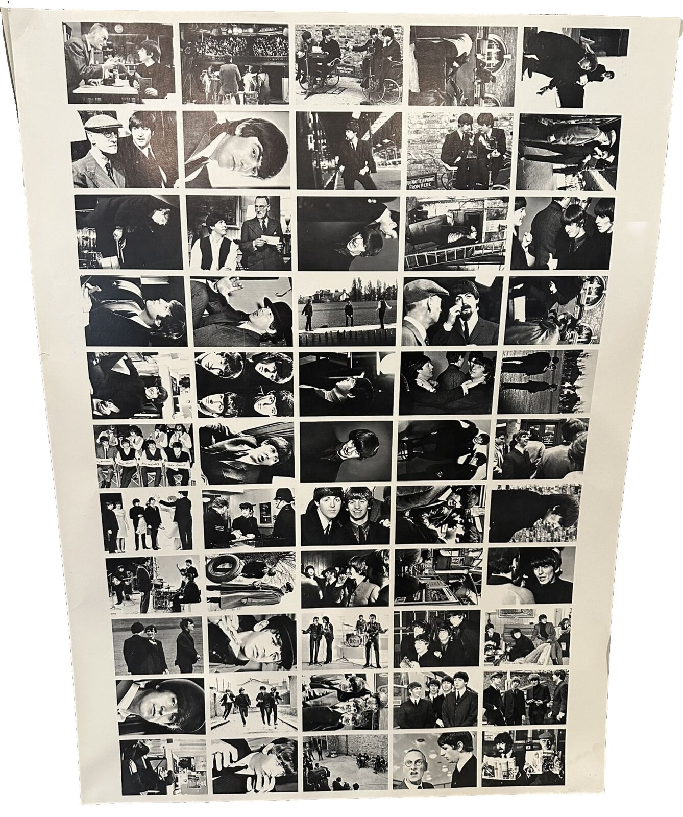 Ultra Rare BEATLES A Hard Day\'s Night Uncut Trading Card Sheet 55 Cards Nr. Mint