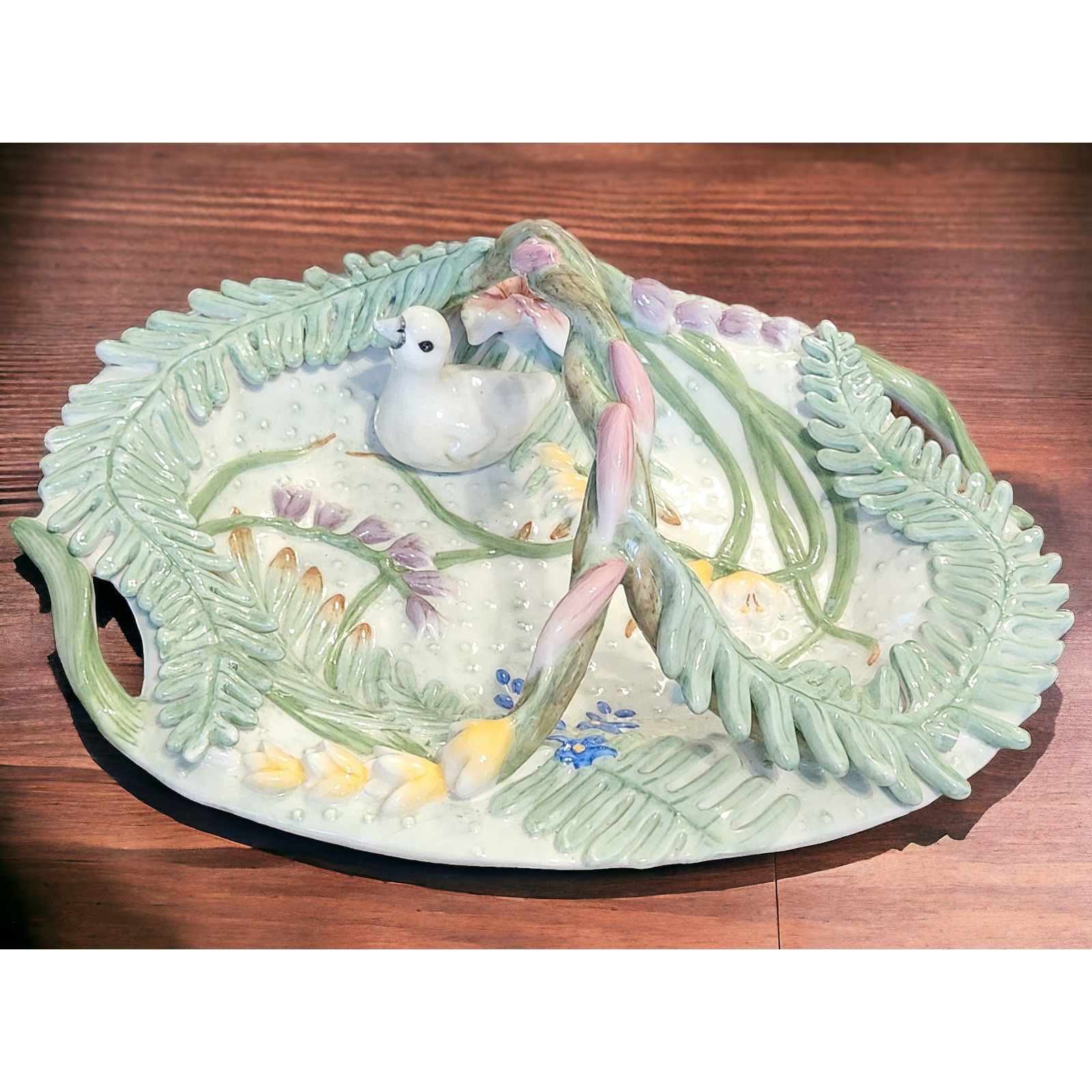 Fitz and Floyd Classics FLORAL, DRAGONFLY, AND BABY SWAN 3D PLATTER