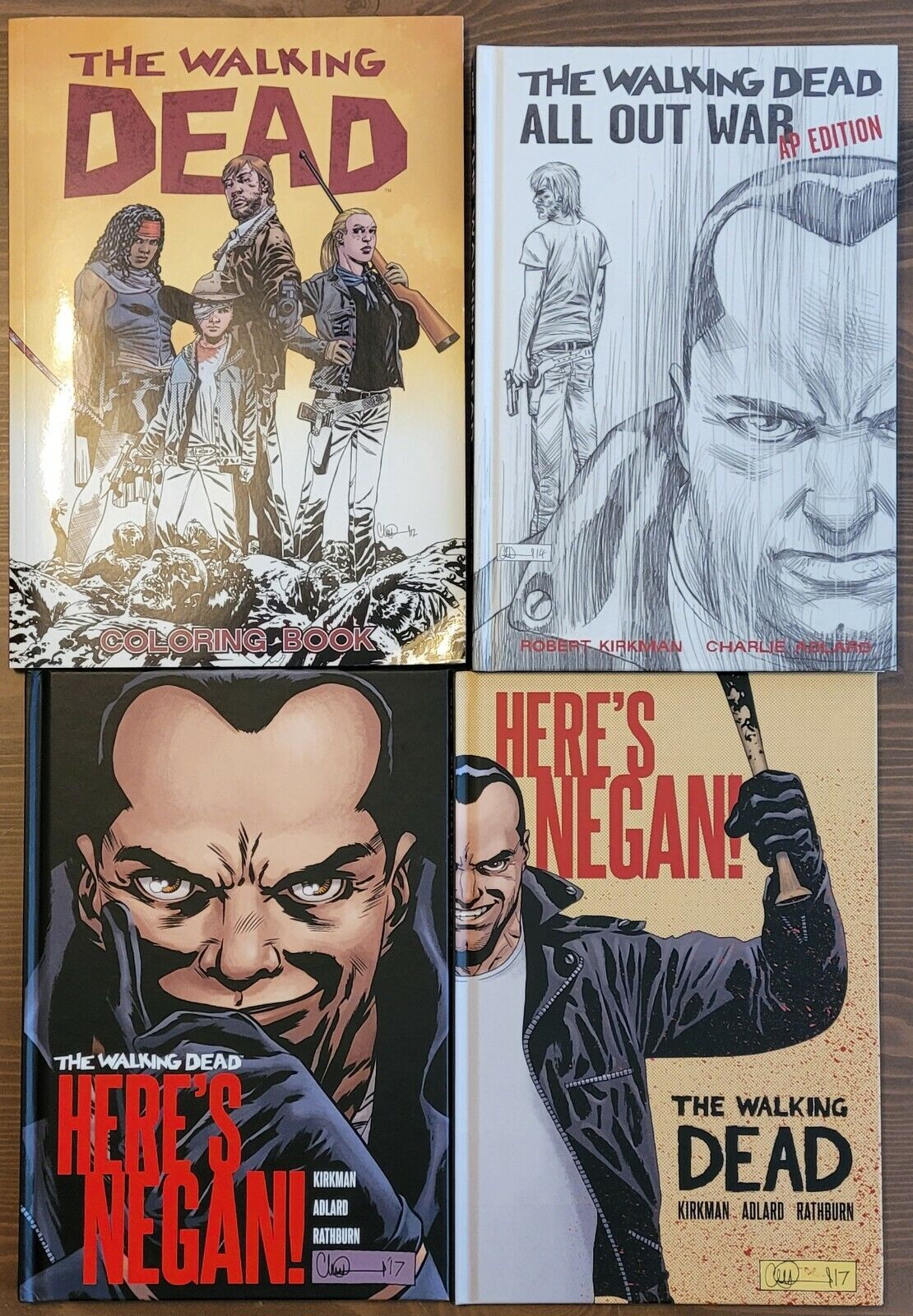 The Walking Dead 4 Book Lot Including All Out War AP + 2 Here's Negan HC Books