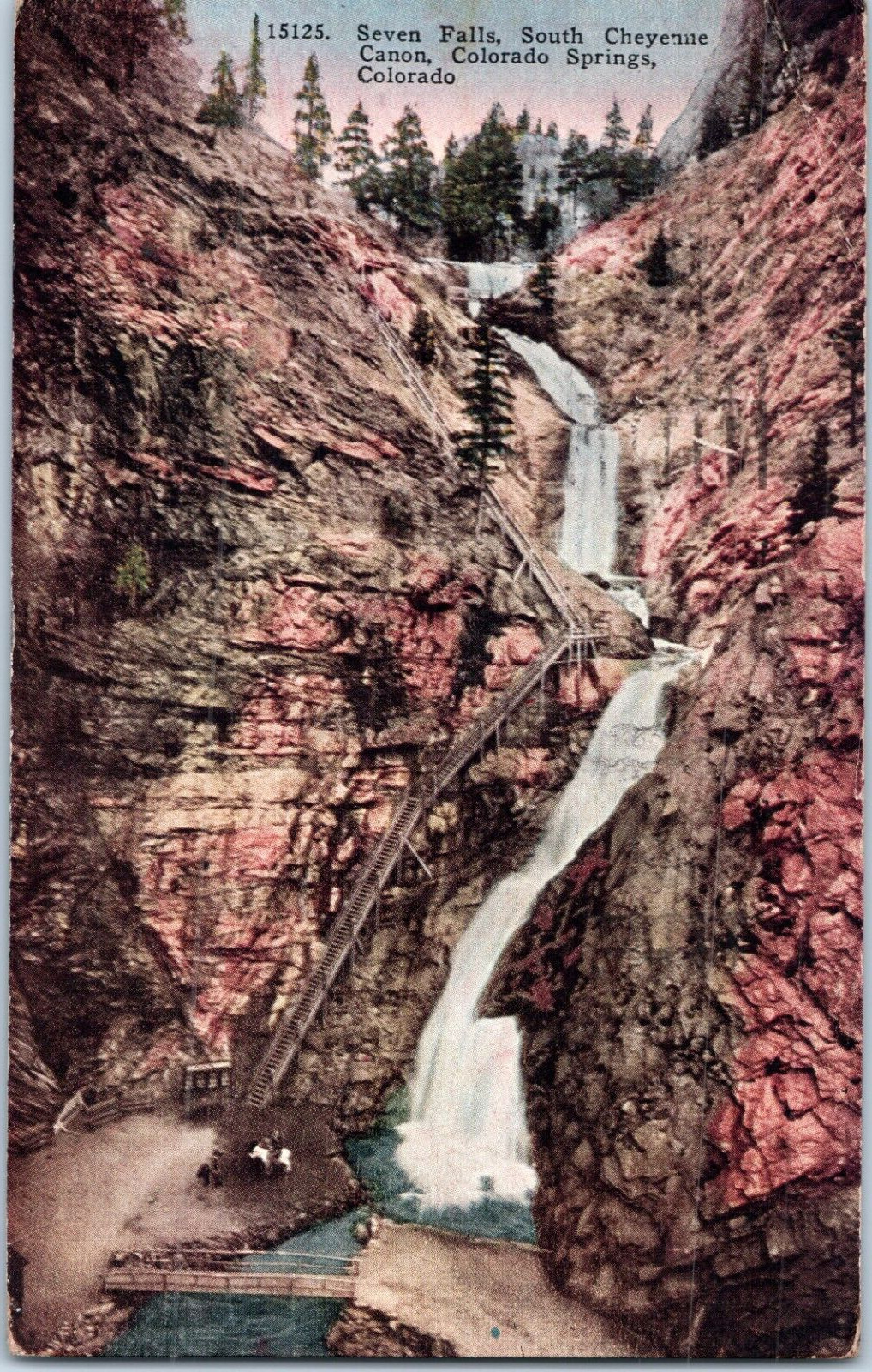 Seven Falls South Cheyenne Canyon Colorado Springs Colorado Postcard Posted 1928