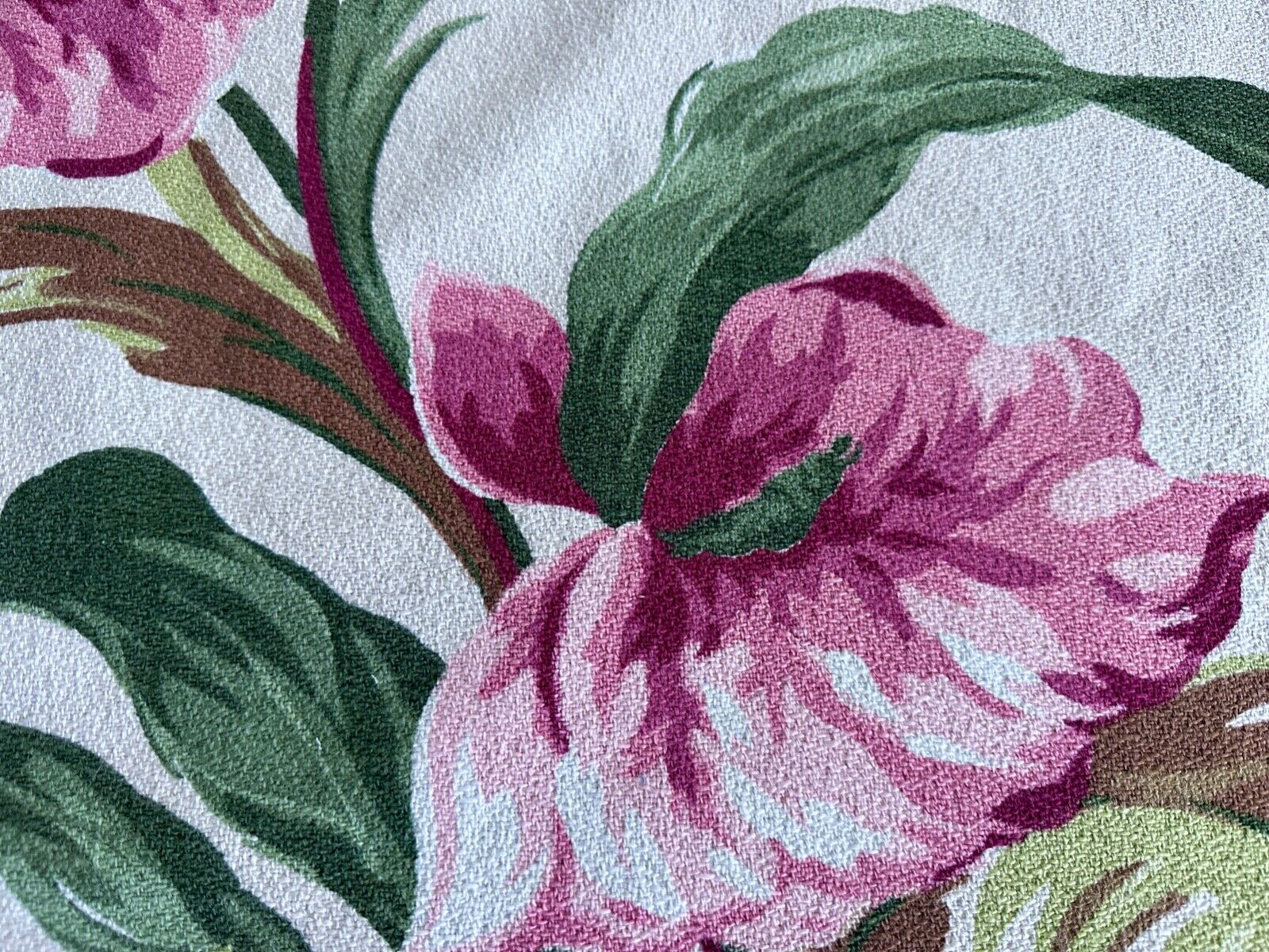 30s DECO Orchid Purple & Celery Mint Cottage HAWAIIANA Barkcloth Vintage Fabric