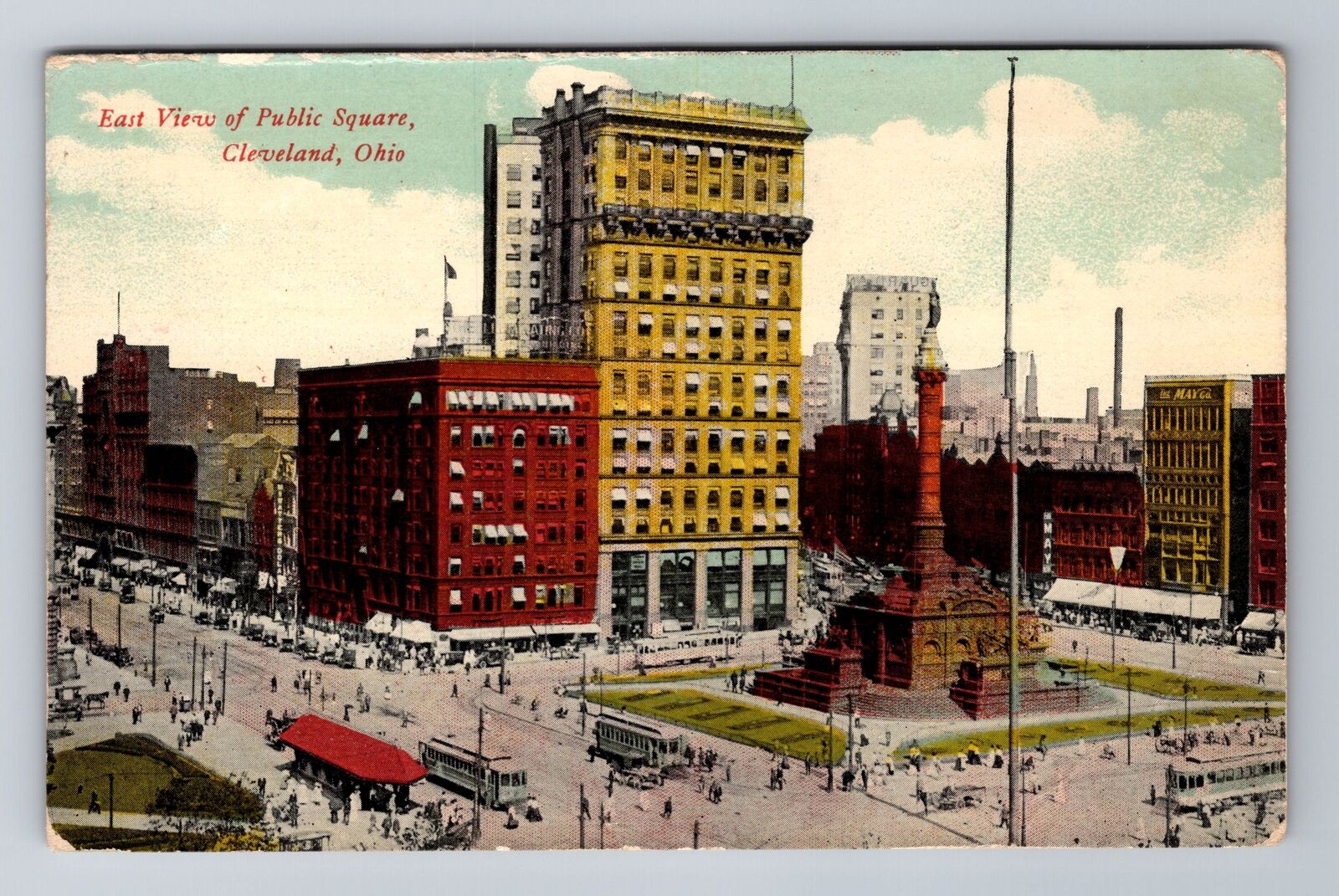 Cleveland OH-Ohio, East View of Public Square, Antique Vintage Souvenir Postcard