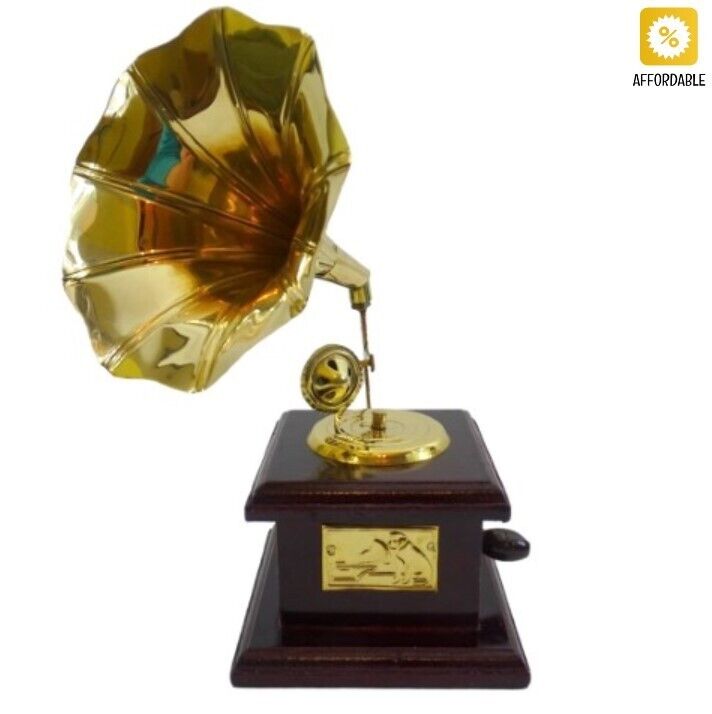 Mini Retro Gramophone Wood Metal Musical Vibe Decoration Gift For A Music Fan