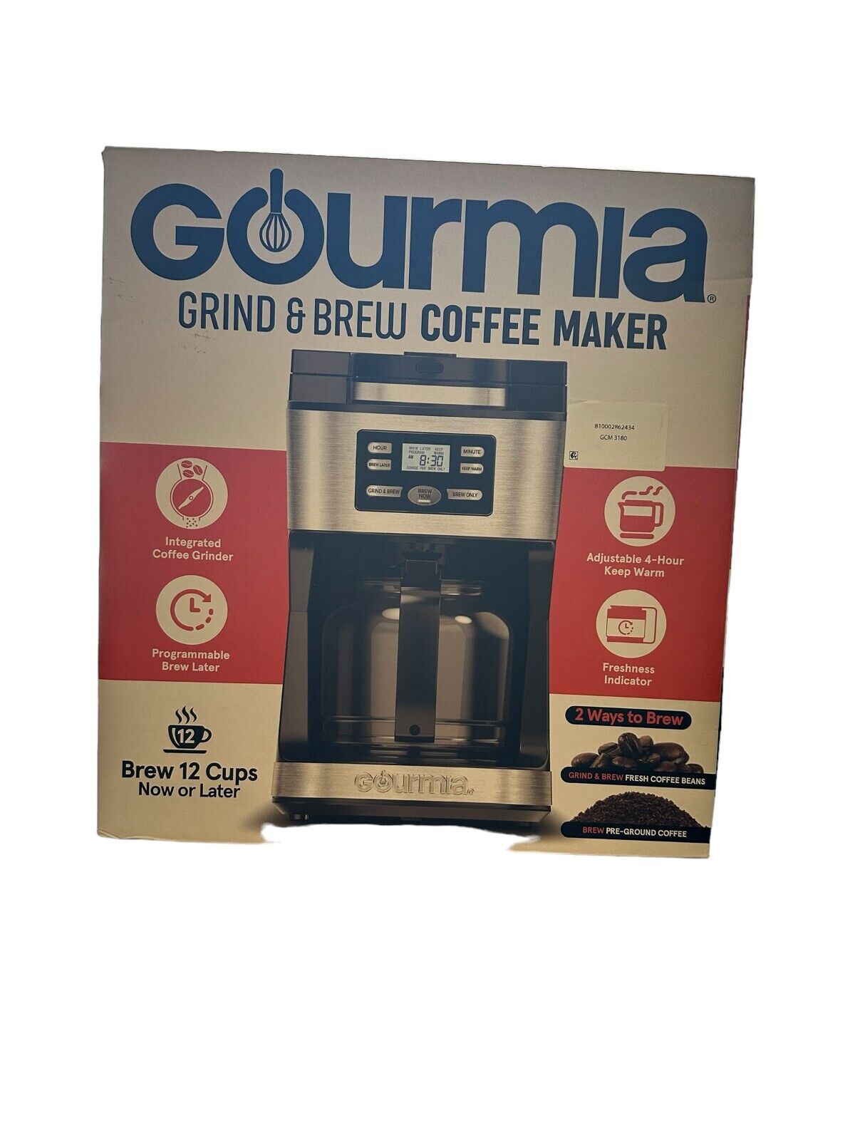 Gourmia Grind and Brew 12-Cup Programmable Coffee Maker BRAND NEW