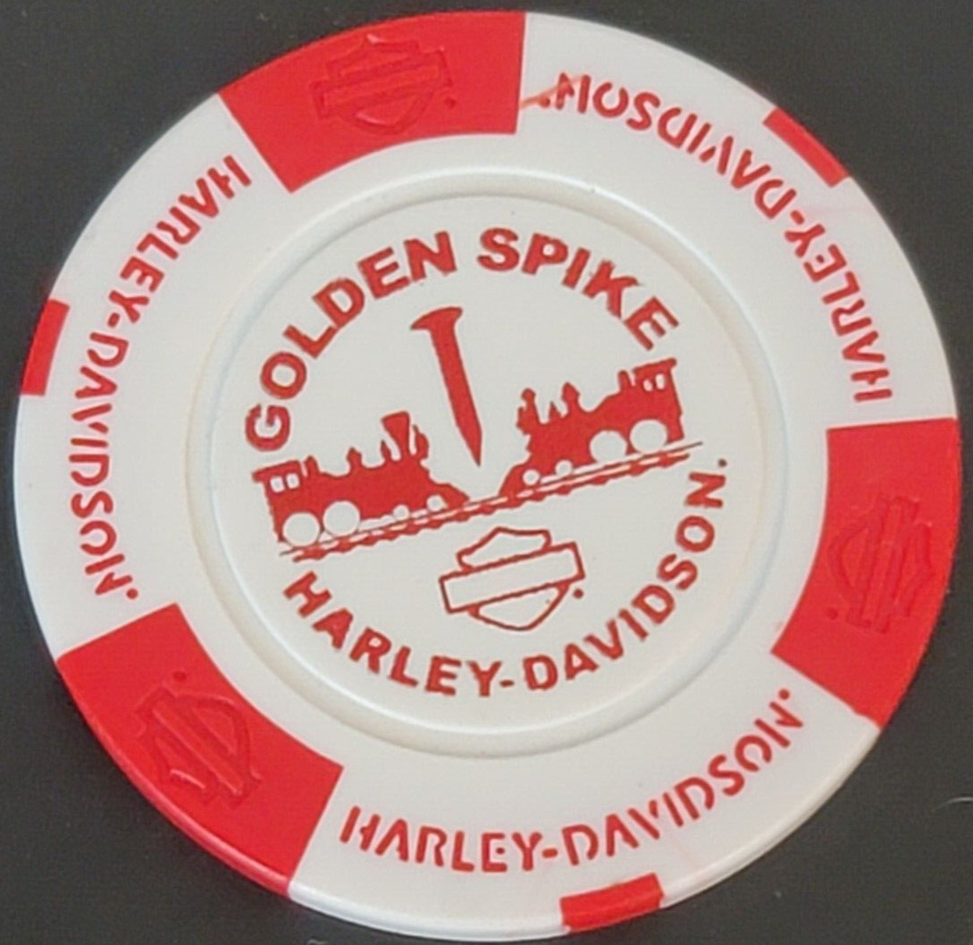 GOLDEN SPIKE HD - UTAH (White/Red) Harley Davidson Poker Chip