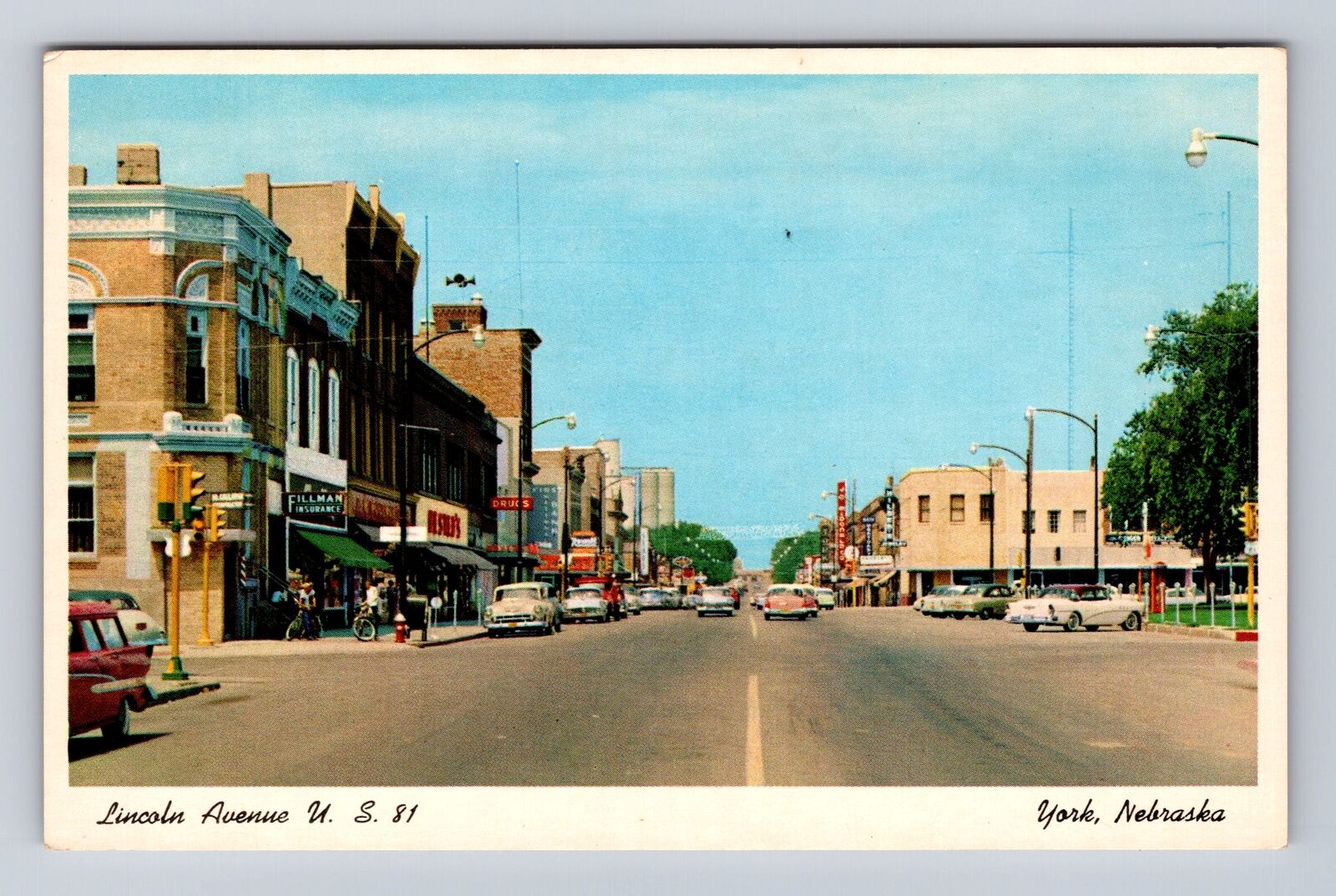 York NE-Nebraska, Lincoln Avenue, US 81, Antique, Vintage Souvenir Postcard