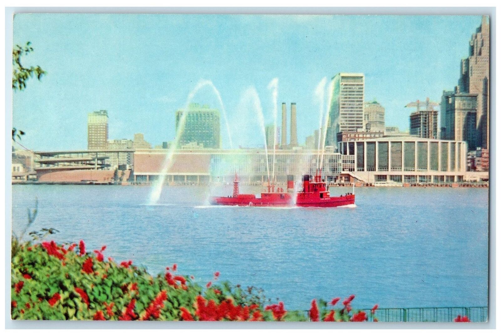 c1960s SS John Kendall World's Largest Fastest Fireboat View Detroit MI Postcard