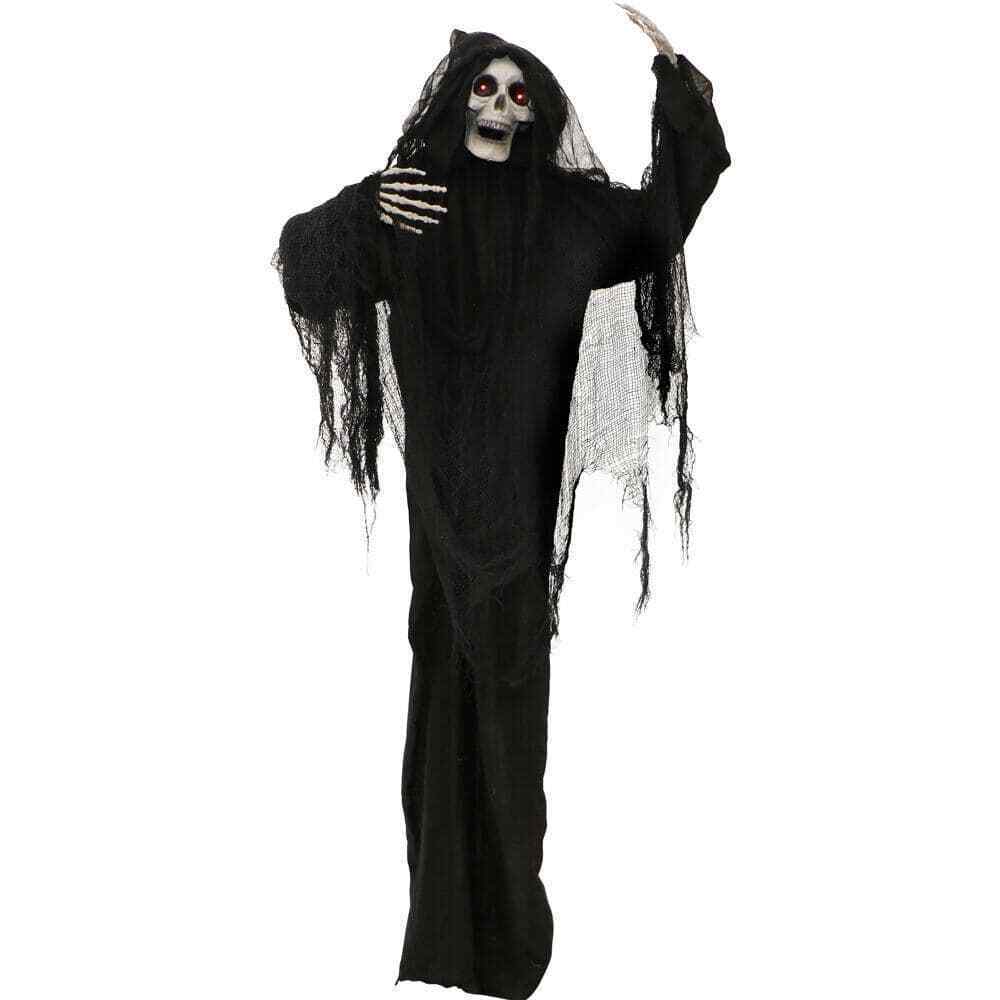 67.5 in. Battery Operated Poseable Animated Standing Reaper with LED Eyes Hallow