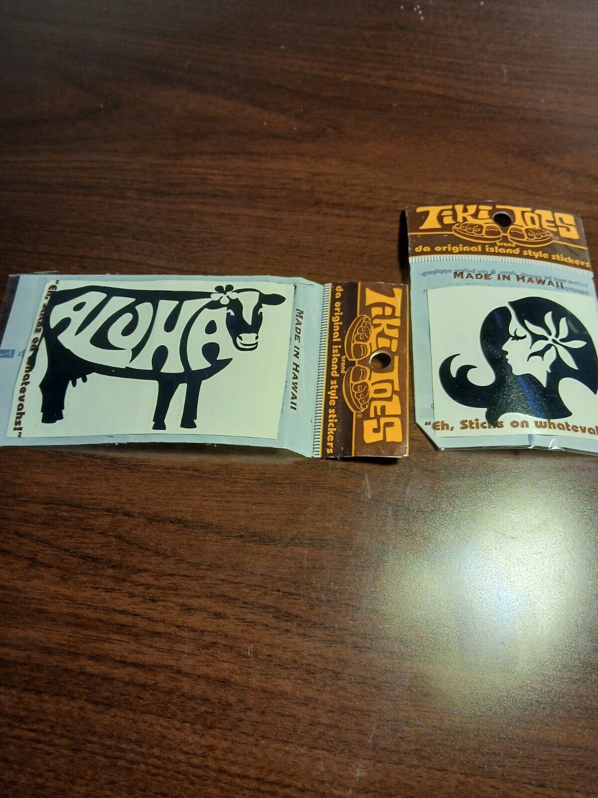 Lot of 2 Tiki Toes Hawaii Island style Vinyl Stickers Has Wrinkle