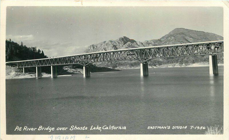 Shasta Lake California Pit River Bridge Eastman\'s 1951 RPPC Postcard 21-12892