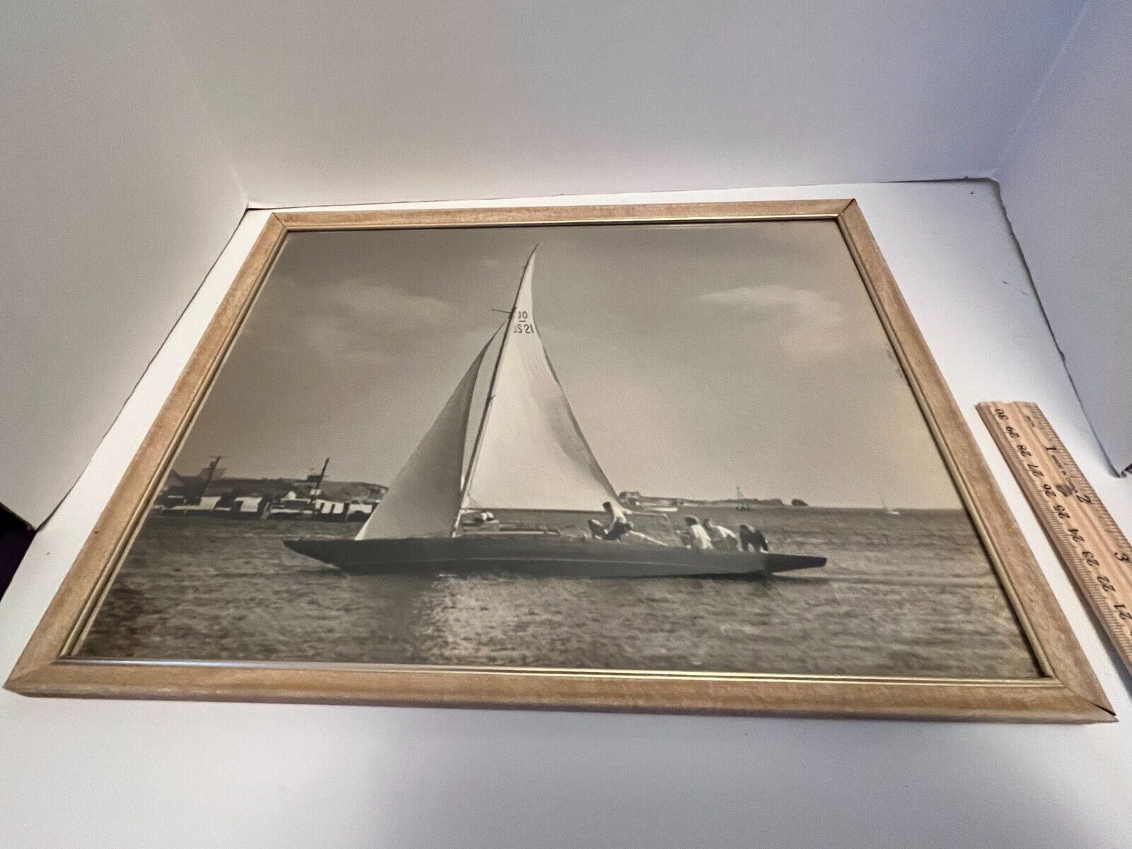 Real Black and White photo of a Sailboat  Ingrid Vintage 1937C.F.  Dinsmore