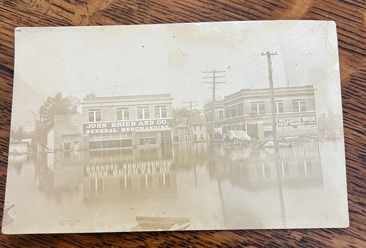 REAL PHOTO MARKED TREE ARKANSAS DOWNTOWN STREET SCENE 1912 FLOOD RPPC Reduced