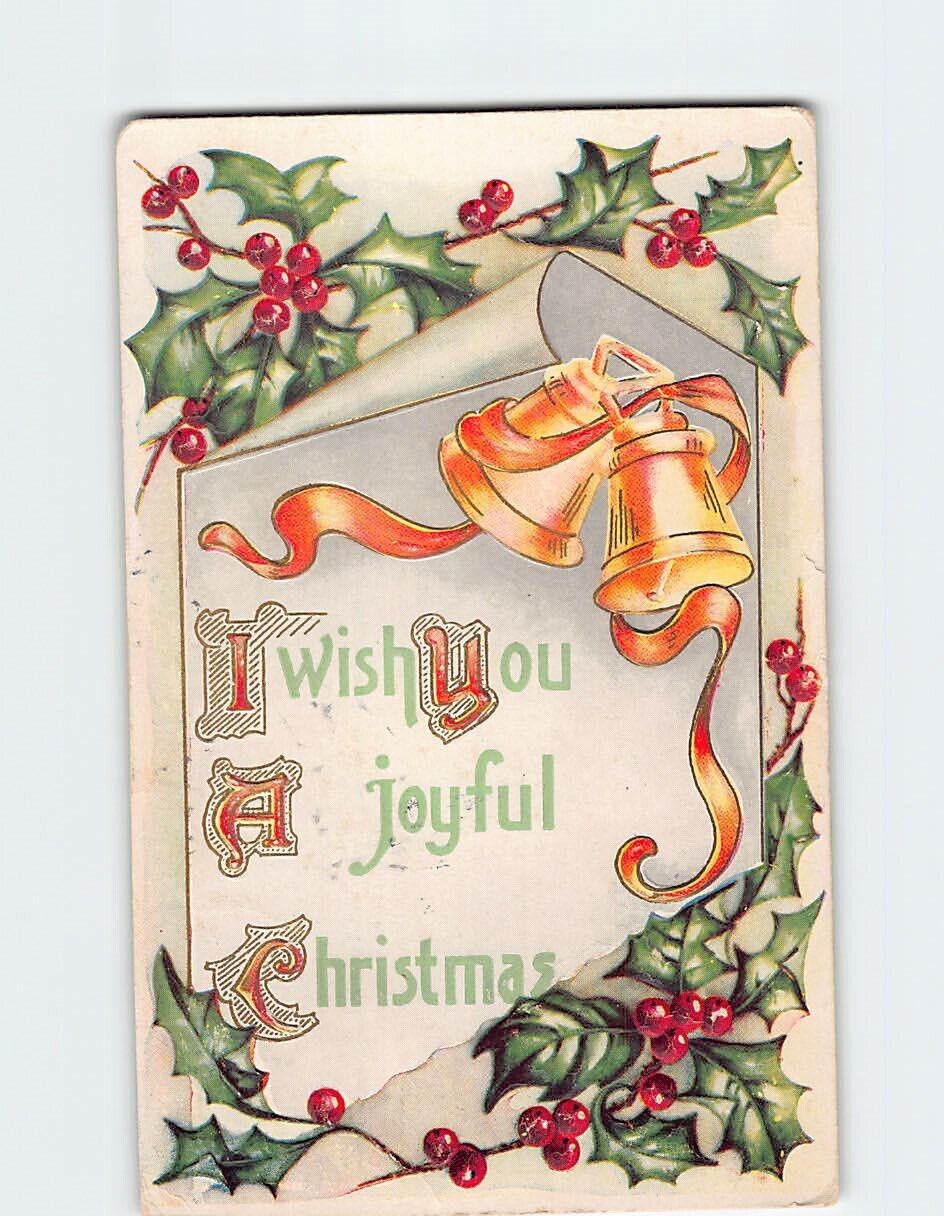 Postcard I Wish You A Joyful Christmas Christmas Berry Embossed Card