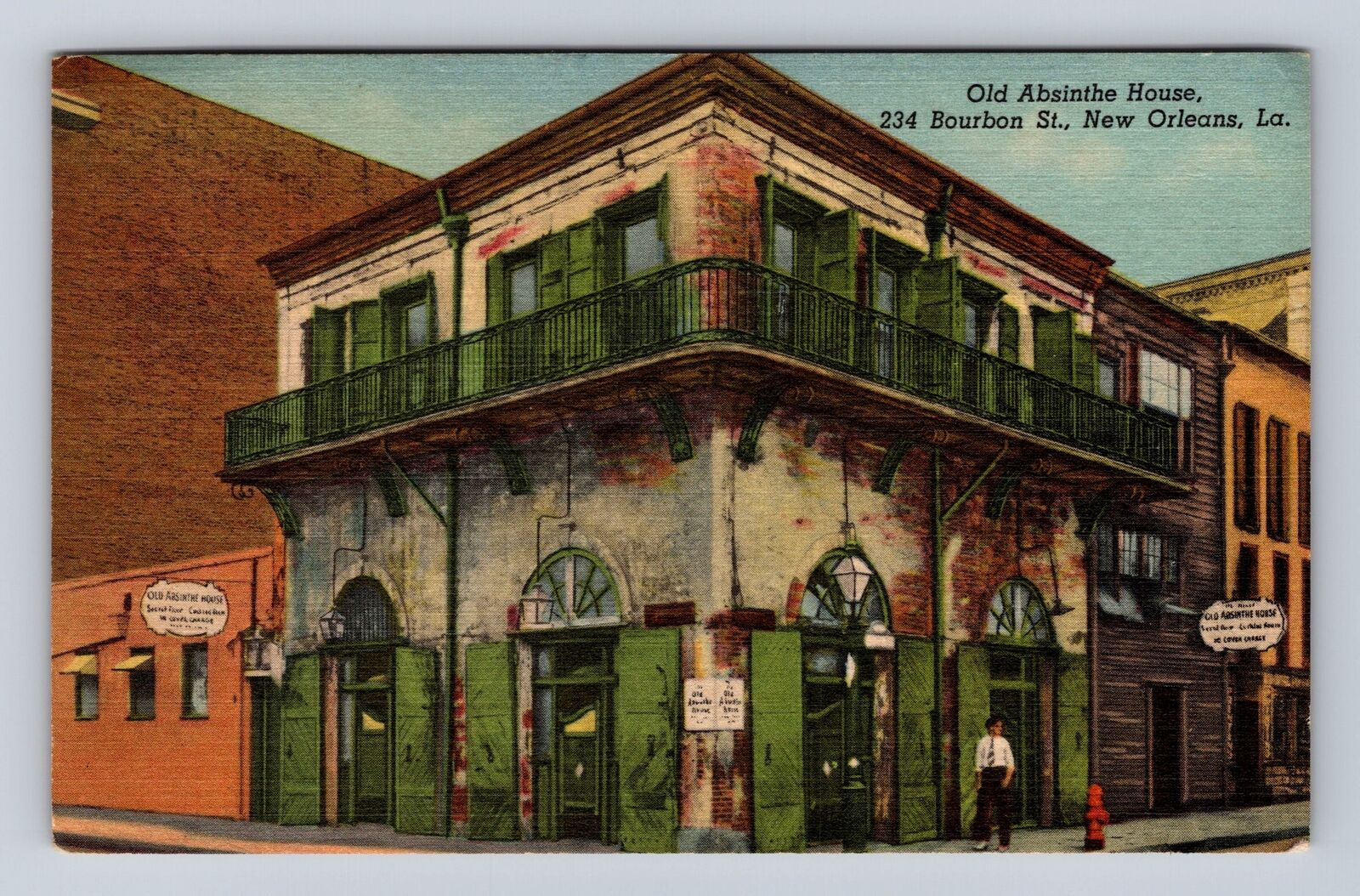 New Orleans LA-Louisiana, Old Absinthe House, Antique Vintage Souvenir Postcard