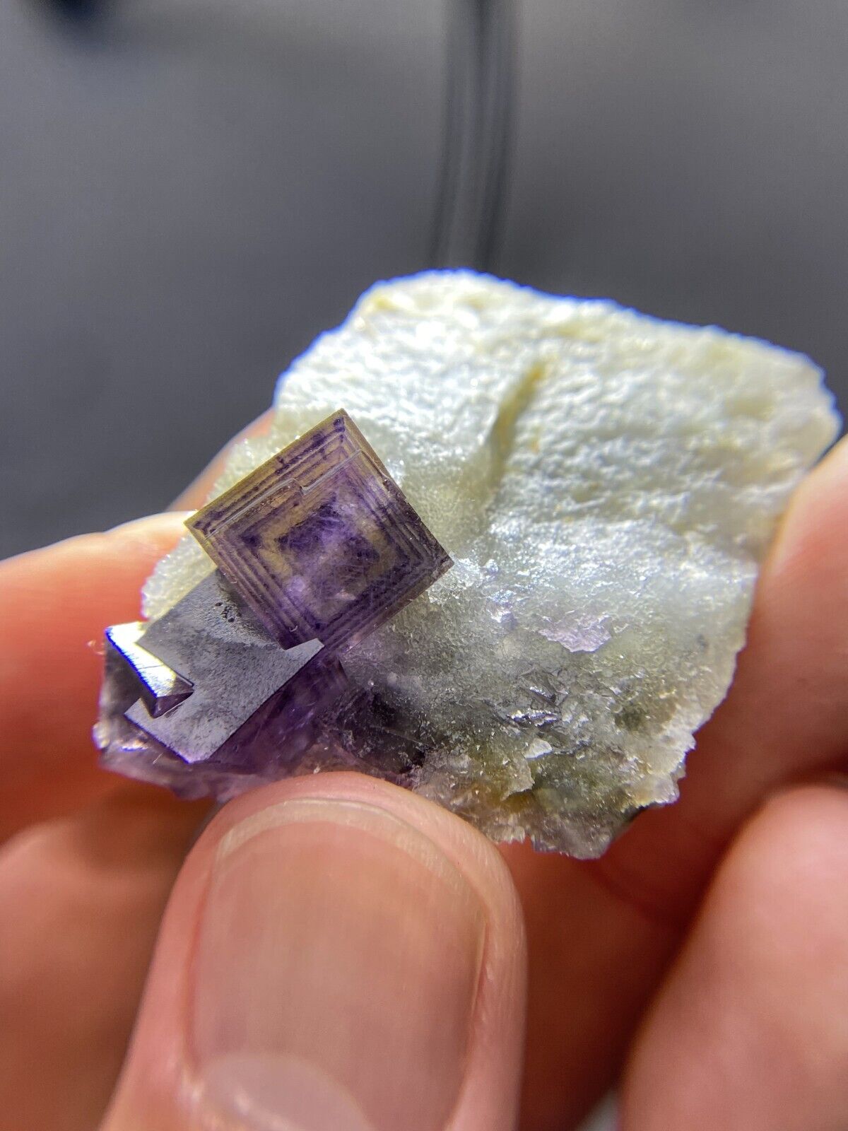Rare exquisite natural multi-layer purple window cubic fluorite big crystal