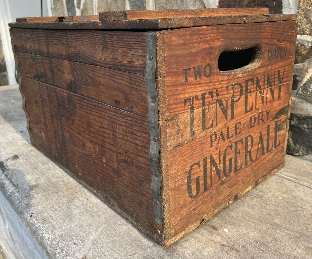 Prohibition Era Wood Crate Box TENPENNY Ginger Ale RARE Vtg Ant 1920\'s