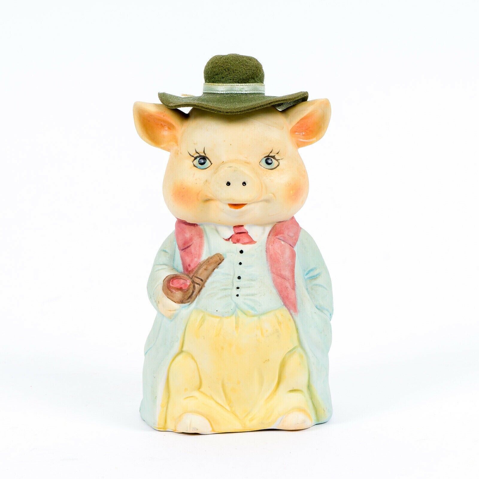 Vintage Fancy Dressed Mr. Pig Smoking Pipe Ceramic Bell