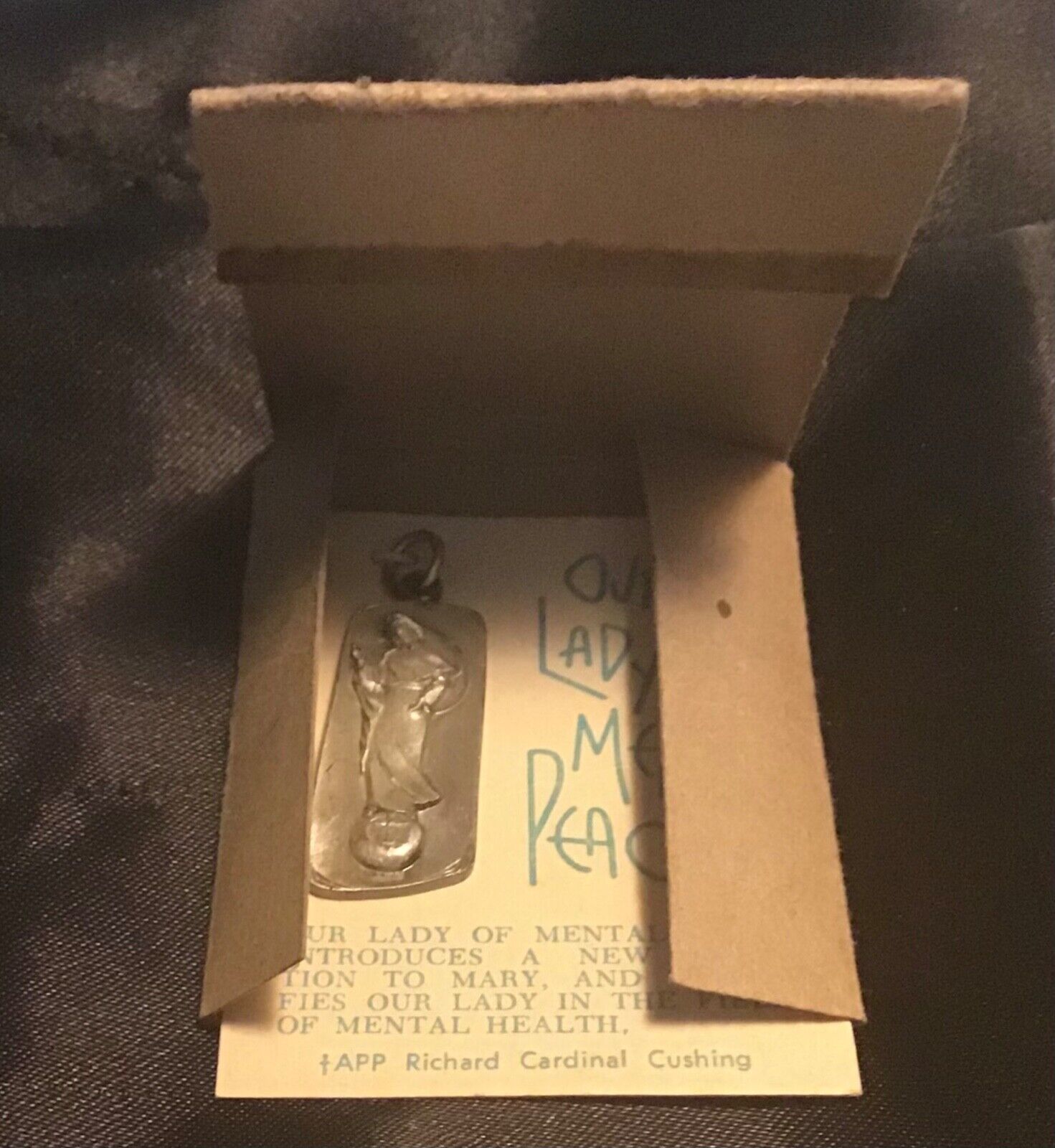 RARE 1964 Our Lady of Mental Peace VINTAGE Pendant Charm in ORIGINAL Package