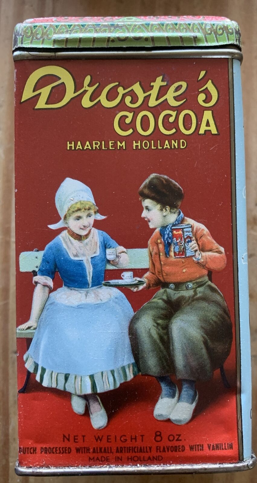 Antique 1920s Cocoa Tin Drostes Dutch Process Haarlem Holland—Terrific Shape 👀