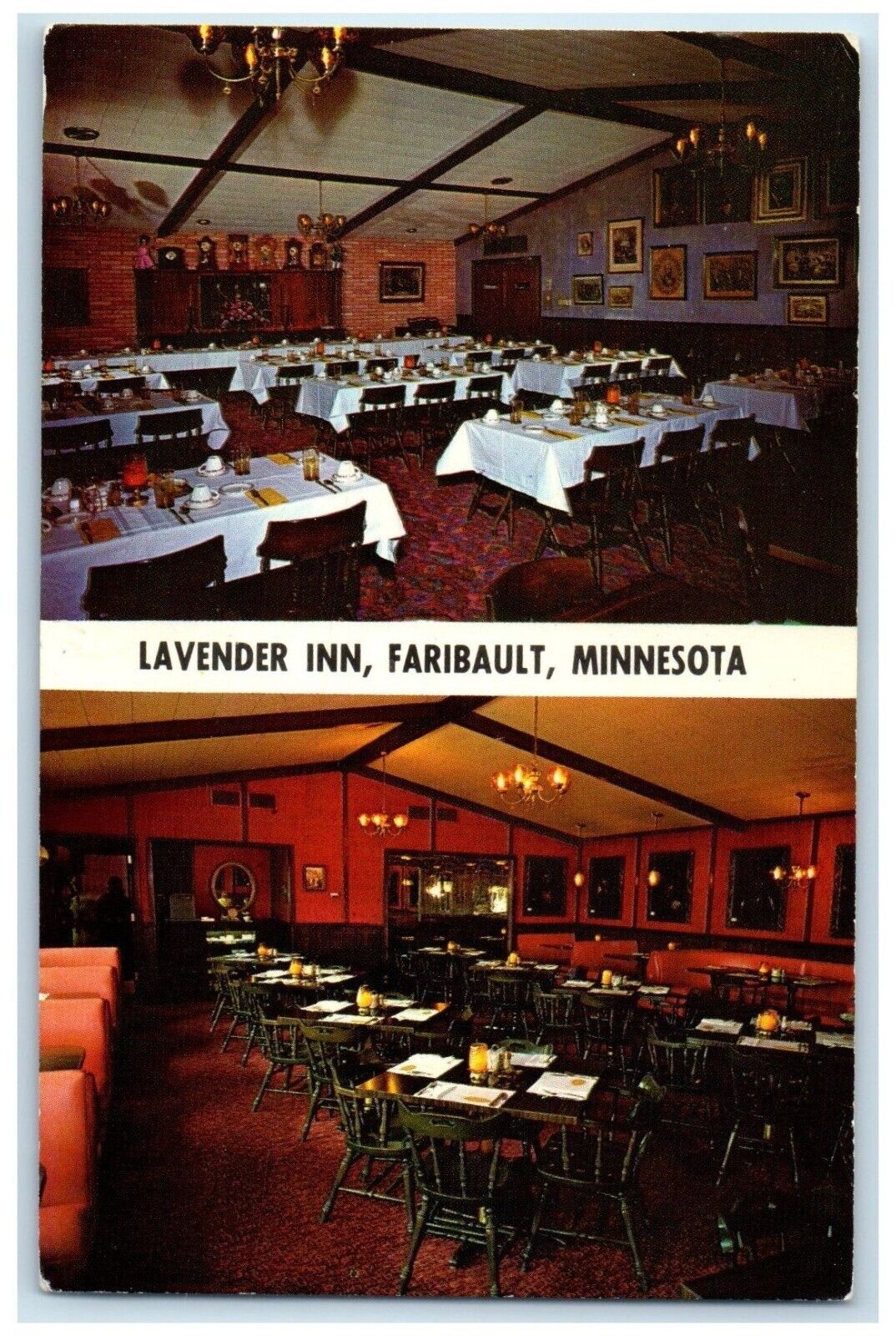 c1970 Lavender Inn Interior Restaurant Faribault Minnesota MN Vintage Postcard