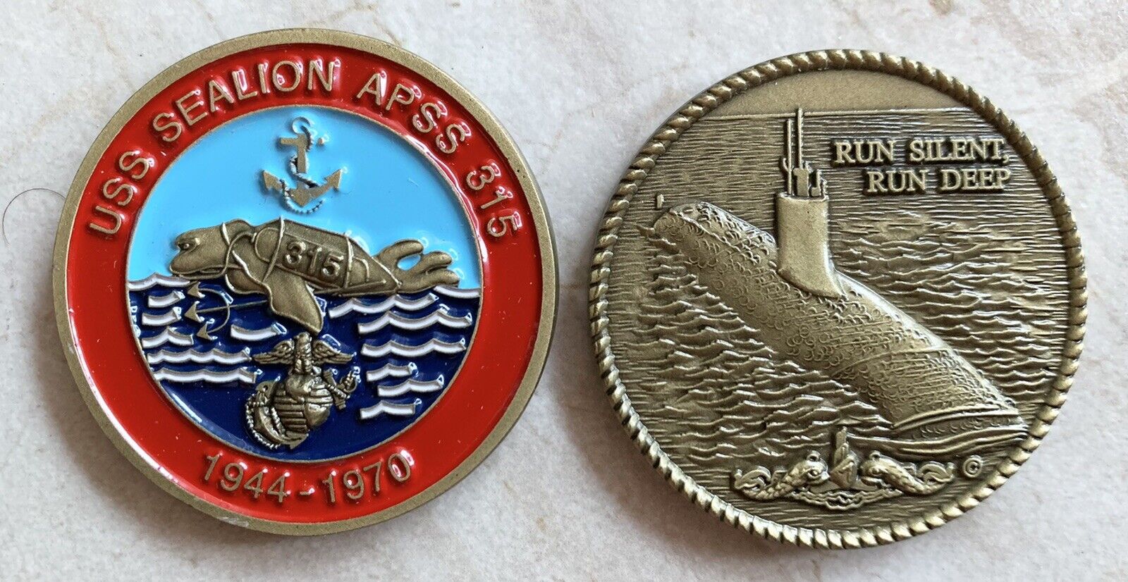 Rare USS Sealion APSS 315 Submarine Coin Run Silent Deep SS
