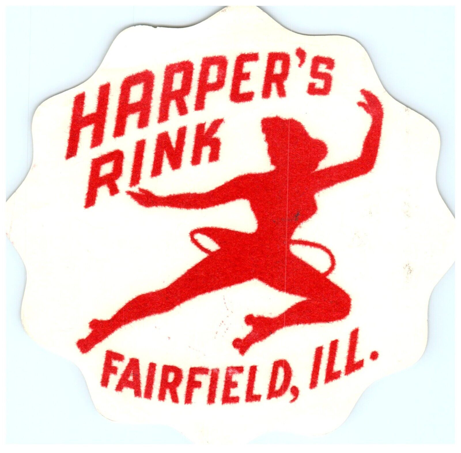 Original 1940s Roller Skating Rink Felt Sticker Harper\'s Fairfield IL s20